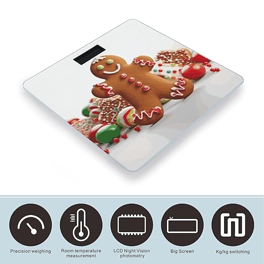 Gingerbread Man Candy Smart Scale for Body Weight Accurate Bathroom Scale with LED Display Digital Weight Scales Weighing Machine High Precision Scales for Bath Home