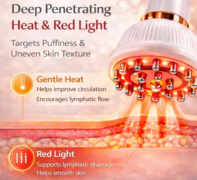 Lymphatic Drainage Massager for At-Home Body Care Sculpting Massage Tool for Legs Arms Belly &amp Back Helps Reduce Stretch Marks &amp Cellulite Smooth Skin &amp Relax Muscles with Heat Vibra