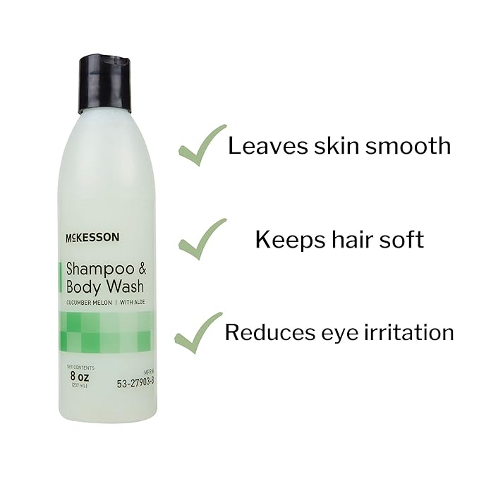 McKesson Body Wash and Shampoo with Aloe Cucumber Melon Scent 8 oz 48 Count