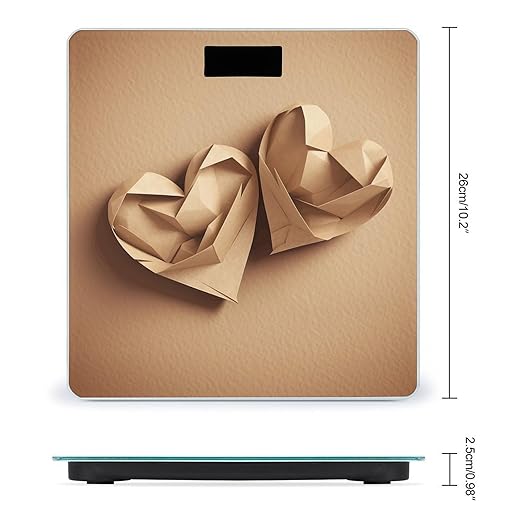 Paper Folded Heart Shape Scale for Body Weight Accurate Digital Bathroom Scale Toughened Glass High Precision Scales Smart Weight Scales with Large LCD Backlight Display Weighing Machine
