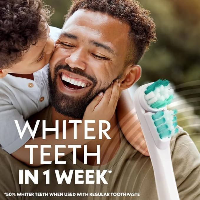 Spinbrush Pro Whiten Battery Powered Electric Toothbrush Bundle (2) Toothbrushes + (4) Replacement Heads Whiter Teeth in 1 Week Dual Action Whitening Cup &amp Soft Bristles ADA Accepted Family P