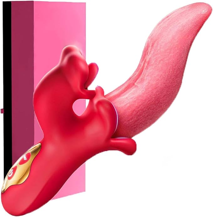 Dual Stimulation Adult for Women 10 Frequency Thrusting Stimulation Modes with Strong Suction Cup for Hands Free Play Automatic Electric Machine Tool for Women Pleasure (Red2)