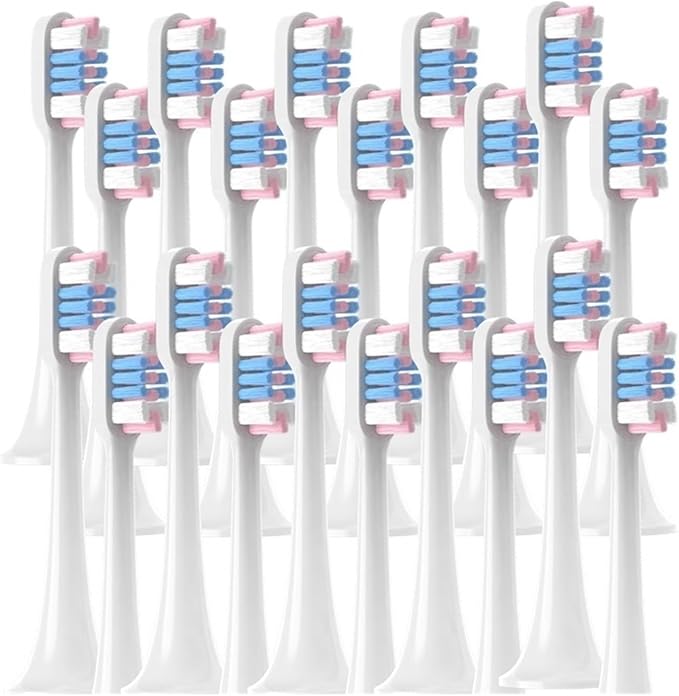 20/50 Pieces Replacement Brush Heads for Xiaomi T300/T500/T700 Soft Bristle Electric Toothbrush nozzles(20WhiteBluePink)