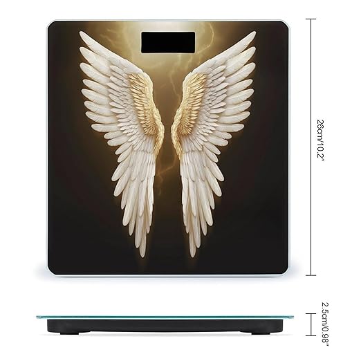 Angel Wing Scale for Body Weight Safe Rounded Corners Tempered Glass Digital Bathroom Scale LED Display 400lb Capacity Weight Scales with High Precision Sensors