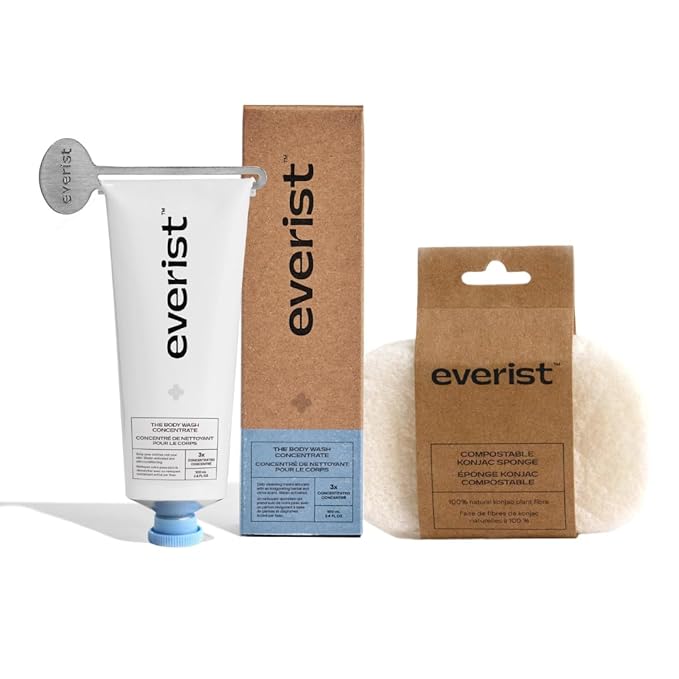 Everist The Hydrating Body Duo The Body Wash Concentrate Tube 50+ Washes Bundled With The Compostable Konjac Sponge