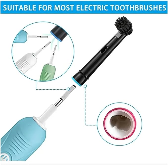 Black Bamboo Charcoal Brush Heads Compatible for Oral B Electric Toothbrush Advance Power/Pro Health/Triumph/3D Excel/Vitality Precision(4pcs Black)