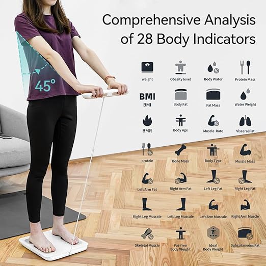 Fitdays Body Health Pod Scale View 5 Metrics Without Phone 8-Electrode Smart Scale with BMI Body Fat Muscle Mass Offline Body Composition Analyzer FSA&ampHSA Eligible