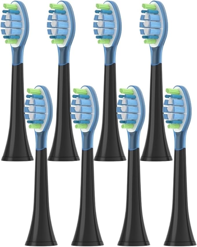 8Pcs Replacement Brush HeadsCompatibility for Philips HX6064 HX6930 HX6730 Sonic Electric Toothbrush Vacuum 4100 6500 6100 5300 C3(C3 Black)