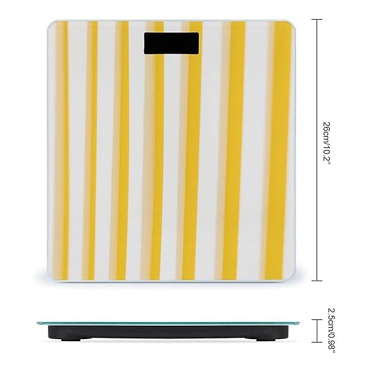 Yellow Stripe Weight Scale Cute Bathroom Scale for Body Highly Accurate Digital Weighing Machine for People Compact LCD Display Scales with Sturdy Toughened Glass Scales