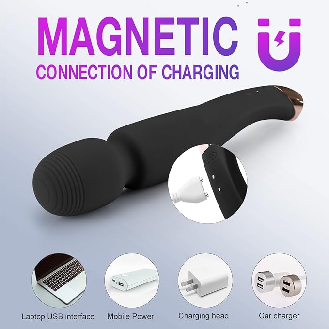 Cordless Massager with LCD Display Personal Massager for Pain Relief Powerful 12 Massage Modes Black