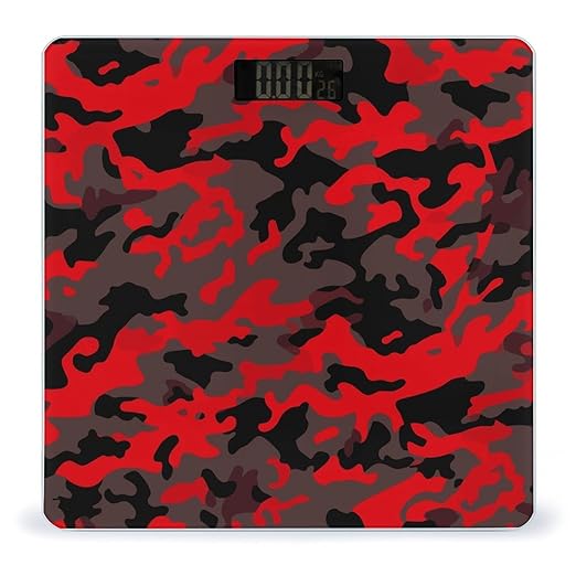 Red Camo Scale for Body Weight Highly Accurate Digital Bathroom Body Scale Digital Bathroom Scales for People Anti-Slip Large LCD Display Smart Scales