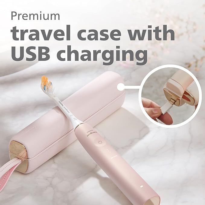 Philips Sonicare Protective Clean 9900 Rechargeable Electric Power Toothbrush Charging Travel Case with USB Charging Soft Brush Head Pink with Accessories