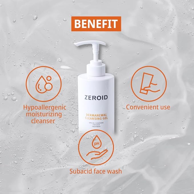 ZEROID | Dermanewal Cleansing Gel | Hydrating Face and Body Wash | Moisturizing Korean Shower Gel | Body Care for Women &amp Men | Korean Bath Products | Body Care Skin Treatments | 15.22 fl oz (450m