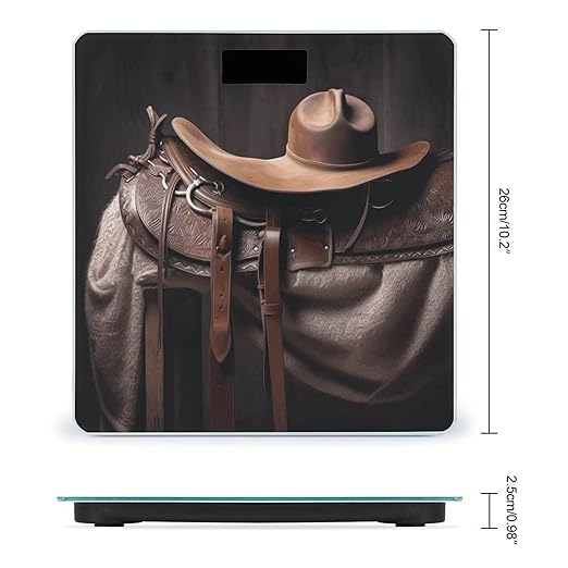 Horse Saddle with A Cowboy Hat Wild Bathroom Scale for Body Weight 400 Lb Weight Scale with High Precision Sensors Tempered Glass Highly Accurate Digital Weighing Machine for People