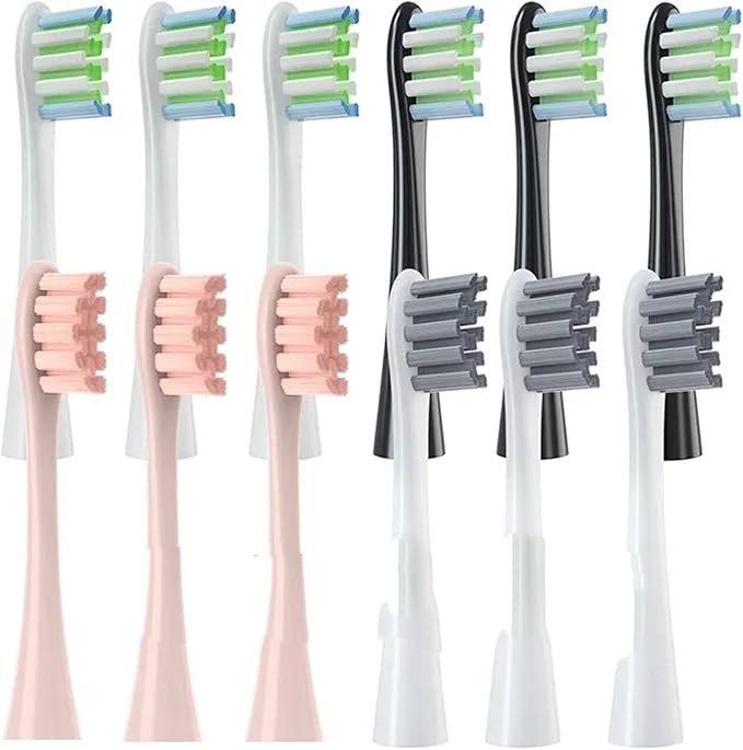 12PCS Replacement Brush Heads Compatible for Oclean X/X PRO/ Z1/ F1/ One/Air 2 /SE Sonic Electric Toothbrush Soft Bristle Nozzles(12White Blue)