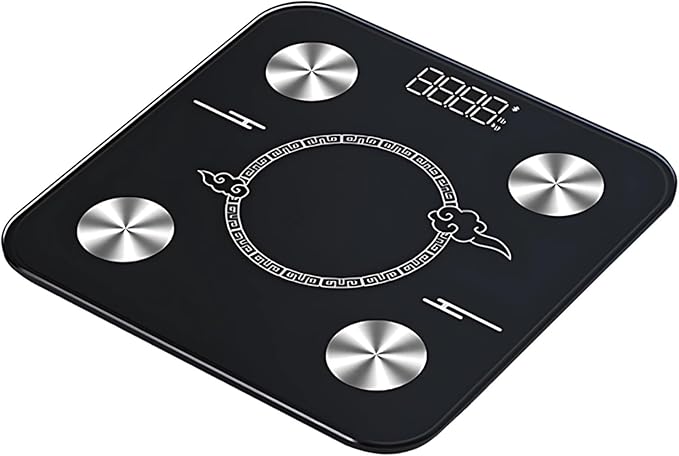 Smart Scale Digital Bathroom Scale Body Fat &amp Bmi Muscle Mass Analysis 24 Data Points Black Rechargeable