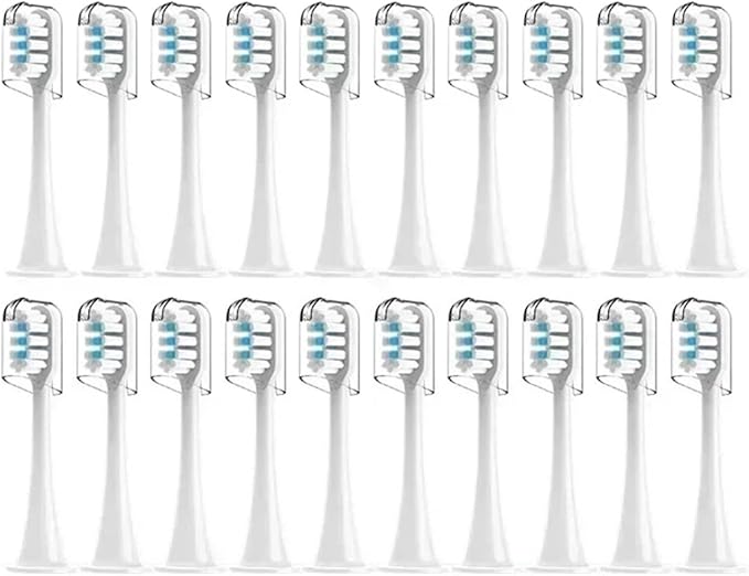 Compatibility for Mijia T300/T500/T700 Sonic Electric Toothbrush Heads Replaceable Refill Nozzles 4 Colors with Anti-Dust Caps 4/20Pcs(20Wite)