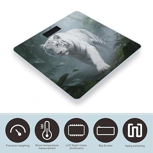 Foggy Forest Shadow Weight ScaleClear LED Display Bathroom Digital Weighing ScaleTempered Glass Digital Bathroom Scale for Body Weight Capacity Up to 400 Lbs