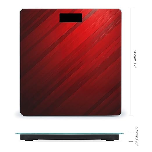 Red Stripe Bathroom Scale Automatic Power On/Off Body Scales LCD Backlight Display Square Digital Scale Rounded Corners Bathroom Scales for Home Bedrooms