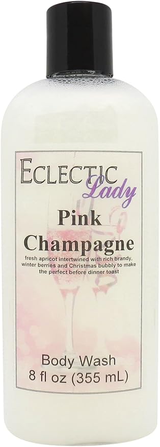 Eclectic Lady Liquid Pearl Body Wash - Pink Champagne Scent 3-in-1 Use For Bubble Bath Hand Soap &amp Body Wash Phthalate-Free Pink Champagne Fragrance Handcrafted in USA (8 oz)
