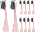 10pcs Replacement Brush HeadsCompatible for Pro Sonic Electric Toothbrush Soft Charcoal Bristles Refill with Dust Cover Cap(10pcs Pink)