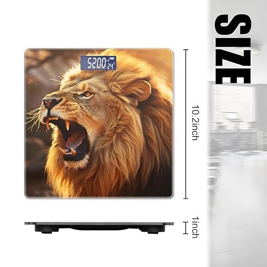 Digital Scale for Body Weight Highly Precision Bathroom Weight Scale 400 lbs with Backlit Display Personalized Scale for Home-Majestic Lion Roaring in The Savannah