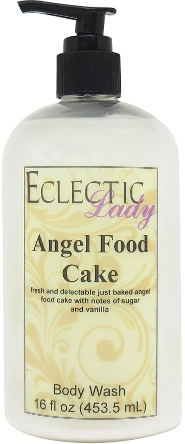 Eclectic Lady Liquid Pearl Body Wash - Angel Food Cake Scent 3-in-1 Use For Bubble Bath Hand Soap &amp Body Wash Phthalate-Free Angel Food Cake Fragrance Handcrafted in USA (16 oz)