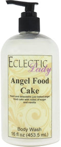 Eclectic Lady Liquid Pearl Body Wash - Angel Food Cake Scent 3-in-1 Use For Bubble Bath Hand Soap &amp Body Wash Phthalate-Free Angel Food Cake Fragrance Handcrafted in USA (16 oz)