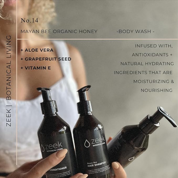 ZEEK MAYAN BEE ORGANIC HONEY BODY WASH 16 OZ BOTTLE