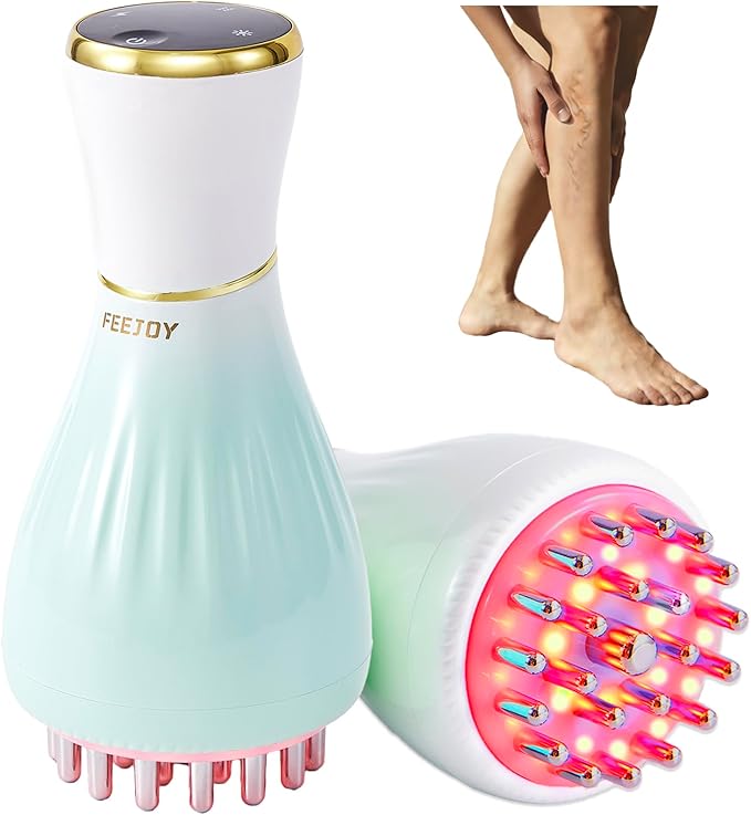 Leg Massager for Circulation and Pain Relief Lymphatic Drainage &amp Varicose Veins Support - Calf Foot &amp Knee Massager with SoothingPulse Heat Light &amp Vibration