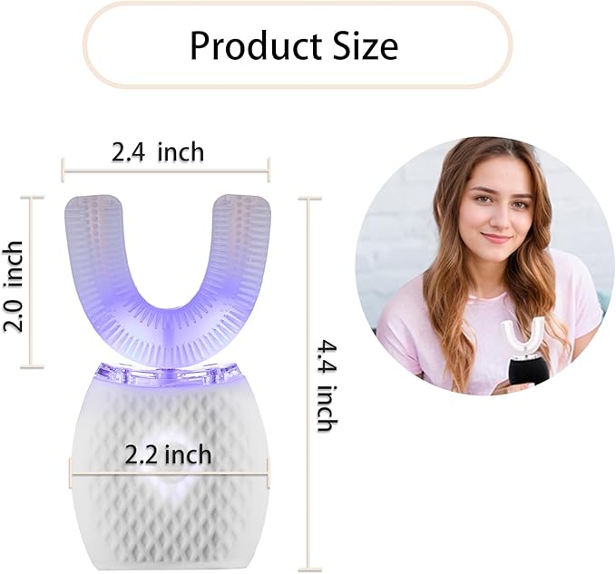 Automatic Toothbrush for Adults - Ultrasonic Electric Toothbrush Rechargeable Waterproof Design with Soft Bristles &amp 30s Timer Wireless Charging Portable Travel &amp Home Use (White)