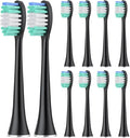 10 Pieces Large Brush Head Crescent-Shaped BristlesCompatible for Aquasonic Series Electric Toothbrush Soft Bristle(Black)