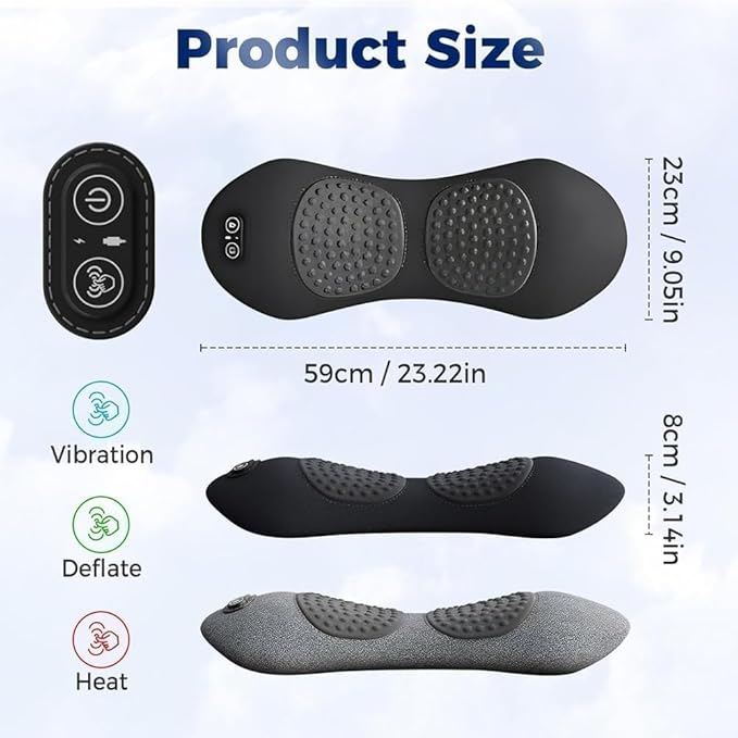 Smooth Triple Fusion Back Massager3 in 1 Back MassagerrElectric Lumbar Support Pillow Heat Vibration Massage Lower Back Spine Decompression Device(B)