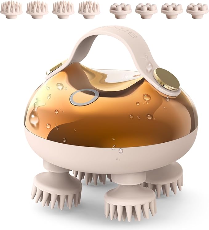 arboleaf Electric Scalp Massager Head Massager Scalp Stress Relax 5 in 1 Kneading 128 Massage Nodes Waterproof Hair Massage with 8 Removable Claws Cat Scratcher Gift for Dad Mom