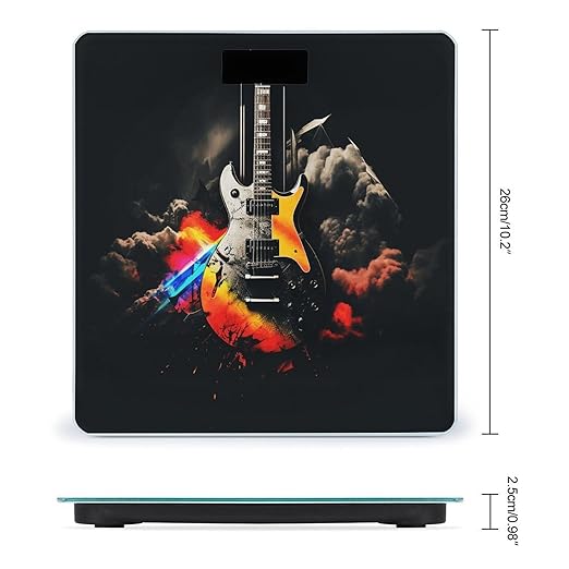 Rock Music Bathroom Scale Large LCD Backlight Display Digital Scale Rounded Corners Body Scales Automatic Power On/Off Bathroom Scales for Home Bedrooms