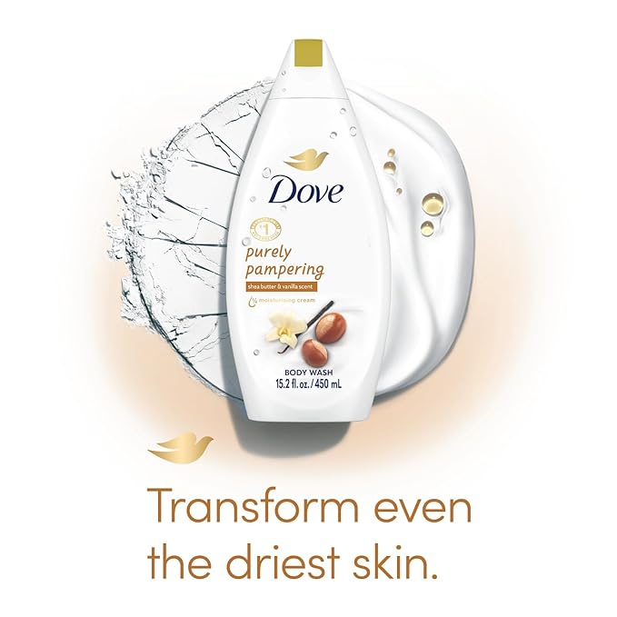 Dove Body Wash 3-Pack – Purely Pampering Shea Butter &amp Warm Vanilla for Softer Smoother Skin 15.2 Oz Ea