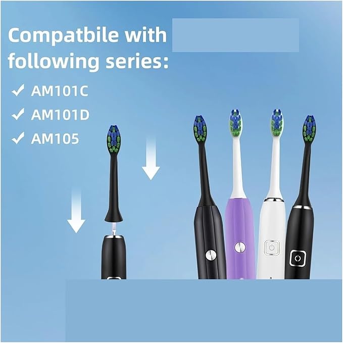 10PCS Replacement Toothbrush Heads Compatible for 7am2m AM101/AM105 Electric Vacuum Soft Bristle Nozzles(10PCS Black)