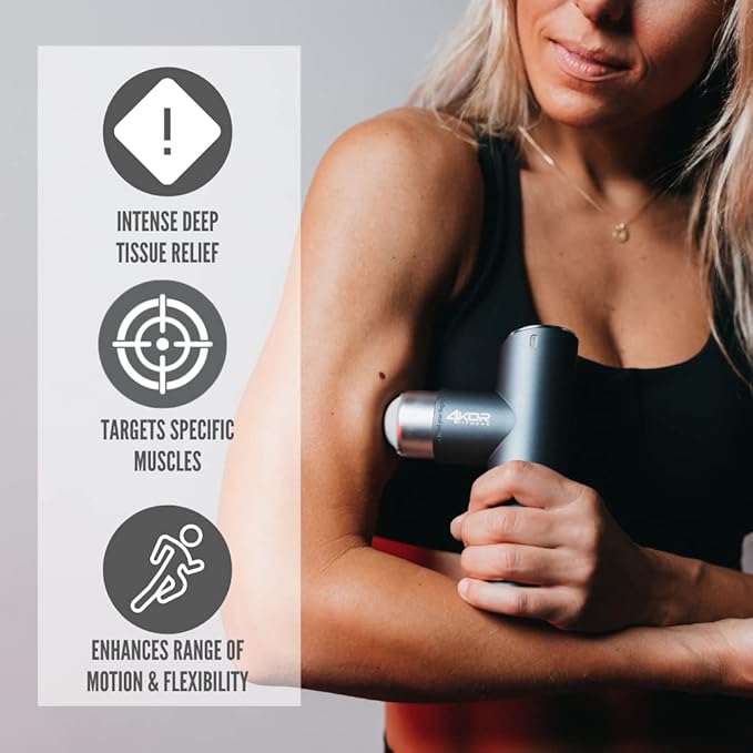 4KOR Fitness Mini Percussion Massage Gun Rechargeable Handheld Stimulation Deep Tissue Vibration Massager Ultra Quiet
