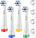 4X Replacement Brush Heads &amp 4X Toothbrush Head Protective Caps Compatible for Oral B iO 2/3/4/5/6/7/8/9 Electric Toothbrushes(White-Clear)