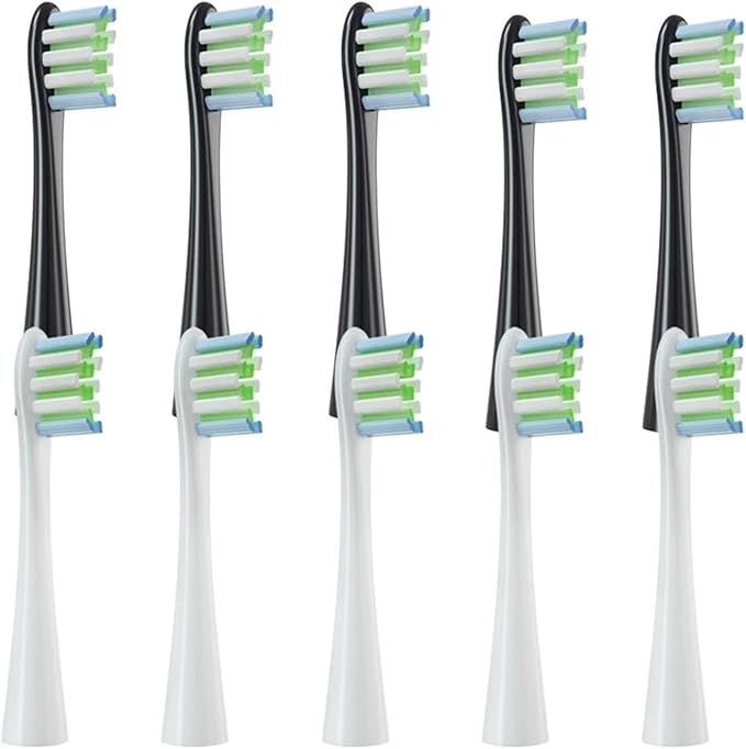 10 Pcs Replacement Brush Heads Compatible for X/X PRO/ Z1/ F1/ One/Air 2 /SE Toothbrush Soft Bristle Nozzles Refill(5White5Black)