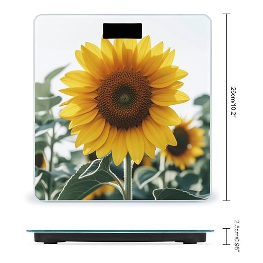 Bloom Sunflower Scale for Body Weight Digital Bathroom Scale Toughened Glass High Precision Scales for Body Weight with Large LCD Backlight Display Weight Scales