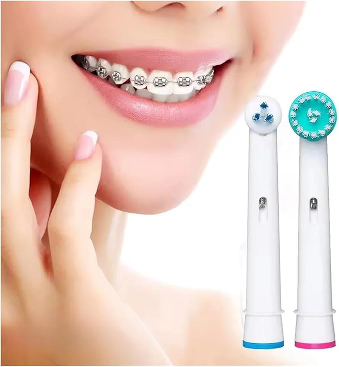 Replacement Brush Heads Compatible For OralB Professional Ortho &amp Power Tip Compatible Orthodontic Electric Toothbrush Head(4pcs Powertip)
