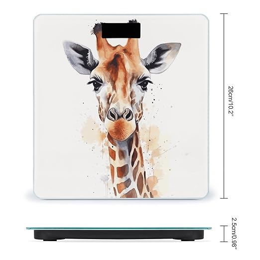 Stylish Animal Watercolor Giraffe Bathroom Scale Weight Scale for Body WeightHighly Accurate Digital Weighing Machine Clear LED Display Digital Bathroom Body Scale 400lb/182kg