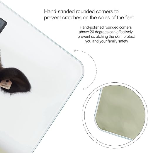 Cow Bathroom Scale for Body Weight Bathroom Digital Electronic Weighing Scale with Back Lit LED Display Sturdy Tempered Glass Weight Watchers Scales 400lb