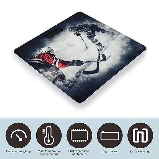 Digital Bathroom Scale for Body Weight Scale with Bright LCD Display High Accuracy Step-On Technology Auto On/Off Ice Hockey Art Digital Scales 400 Lbs /180kg
