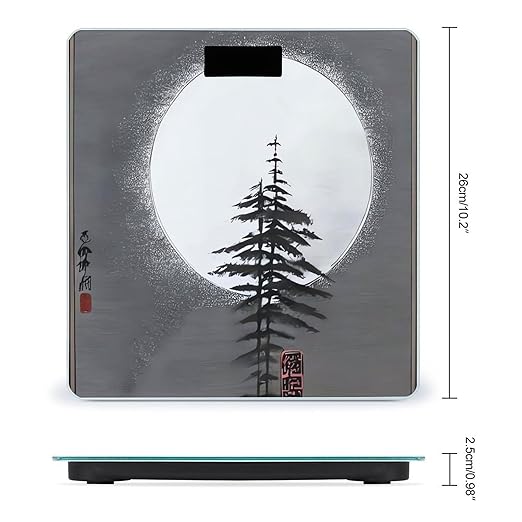 Moon Pine Tree Weight ScaleClear LED Display Bathroom Digital Weighing ScaleTempered Glass Digital Bathroom Scale for Body Weight Capacity Up to 400 Lbs