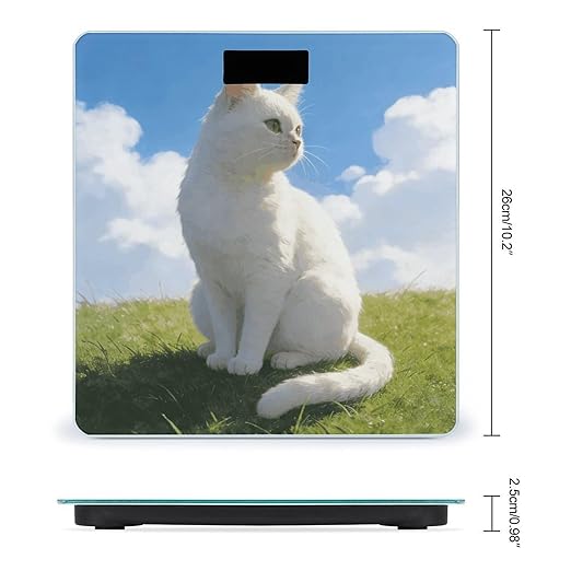 Grassland and Cat Weight ScaleClear LED Display Bathroom Digital Weighing ScaleTempered Glass Digital Bathroom Scale for Body Weight Capacity Up to 400 Lbs