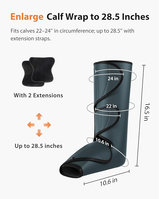 CINCOM Leg Massager with Heat and Compression Legs Massage for Circulation and Pain Relief Heating Calf Leg Air Compression Massager Help with Relief Edema