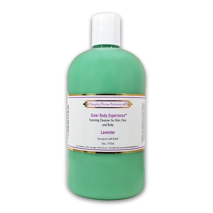 Simply Divine Botanicals Outer Body Experience Natural Foaming Cleanser for Body Face and Hair 16 oz (Lavender)