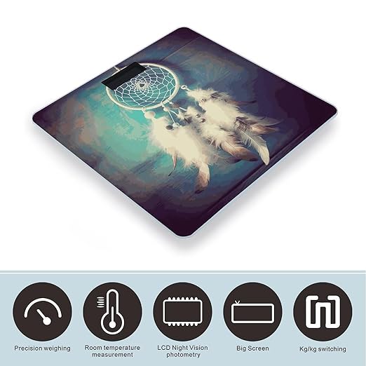 White Dream Catcher Feather_79253692 Bathroom ScaleHighly Accurate Digital Weighing Machine for People Bright LED Display Weight Scale for The Aldult Home Use